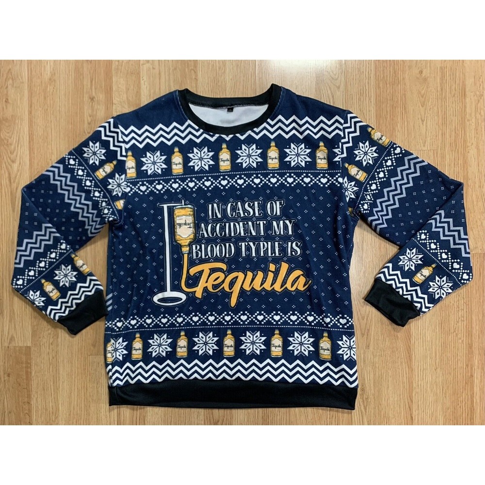 In Case Of An Accident My Blood Type is Tequila Long Sleeve Soft Crew Neck Shirt
